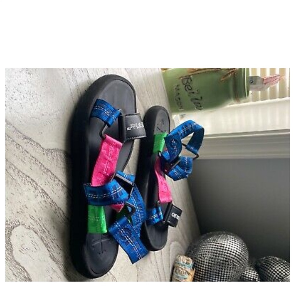 Multi color off white micro trek sandals